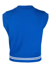 Autry Striped-Trim Embroidered Logo Blue Sweater Blue