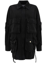 The Attico Cotton Cargo Jacket with Classic Collar Black