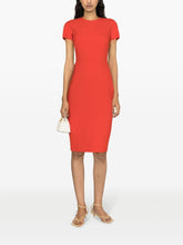 Victoria Beckham Gabardine Pencil Dress with Dart Detailing Red