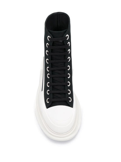 Alexander Mcqueen Tread Slick Chunky Lace-Up Platform Sneakers Black