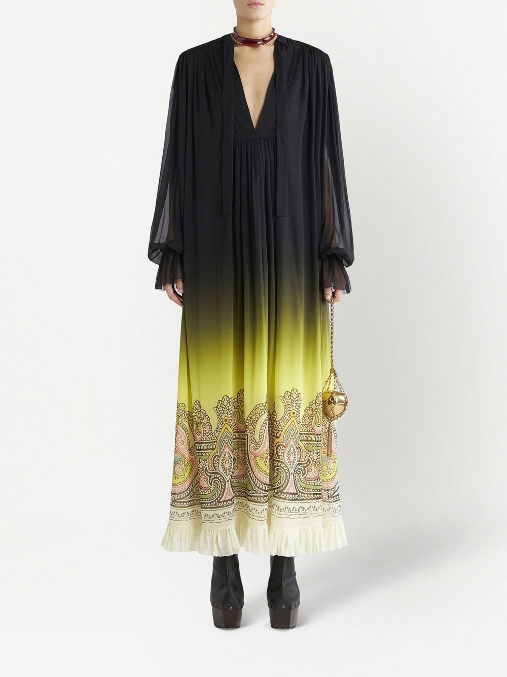 Etro Gradient effect paisley-print silk maxi dress