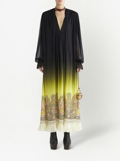 Etro Gradient effect paisley-print silk maxi dress