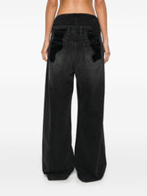 The Attico Wide-Leg Distressed Black Denim Jeans Black