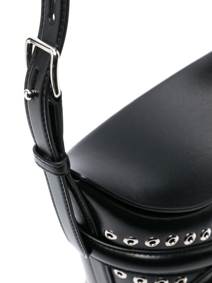 Alexander Mcqueen The Curve Studded Leather Bucket Bag Black