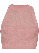 Balmain Monogram Sleeveless Knit Top Pink Pink