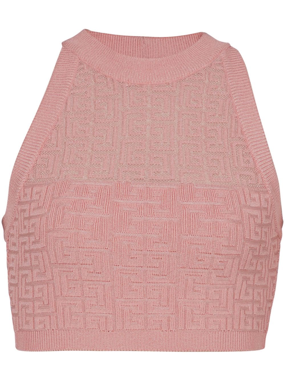 Balmain Monogram Sleeveless Knit Top Pink Pink