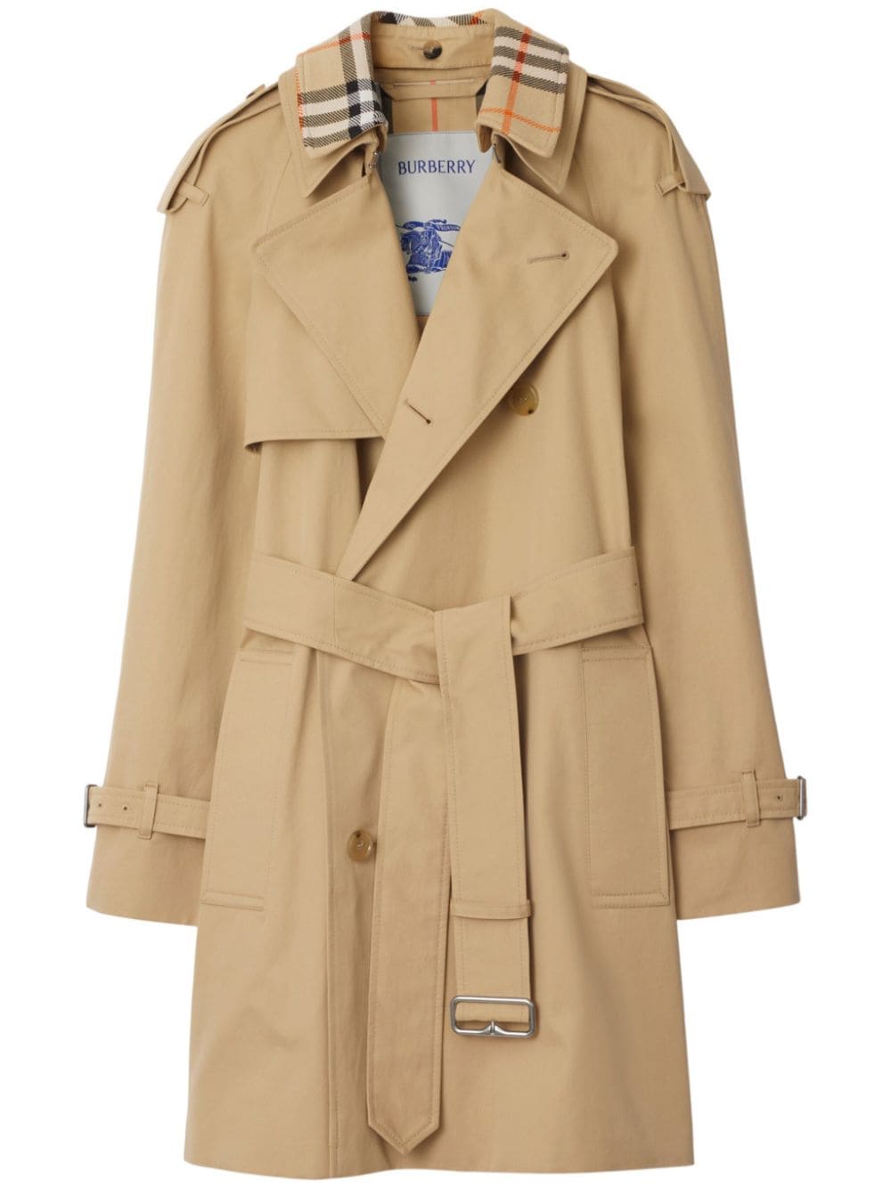 Check Collar Trench Coat