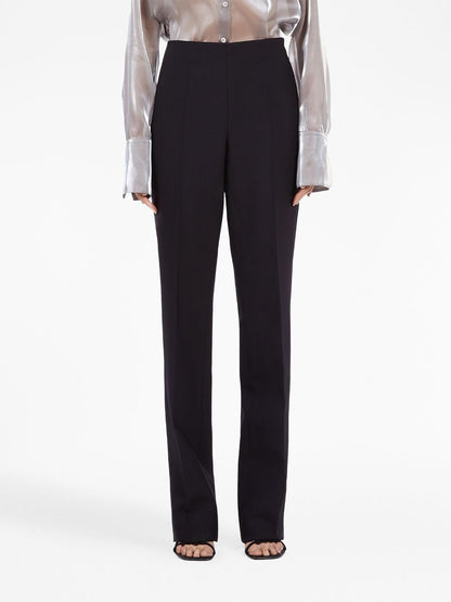 Ferragamo Straight-Leg Wool Trousers Black Black