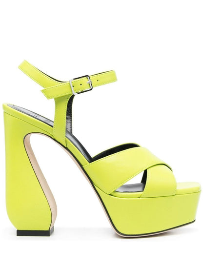 SI ROSSI Sculpted-Heel Platform Sandals Yellow