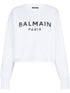 Balmain Logo-Print Organic Cotton Cropped Sweatshirt White