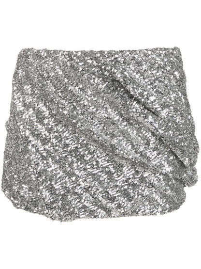 The Attico sequin-embellished mini skirt Silver