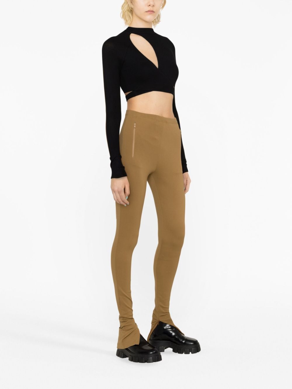 Wardrobe.Nyc High-Waisted Ankle-Zip Leggings Camel camel