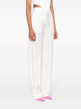 The Attico Satin Jacquard Logo Straight-Leg Trousers White