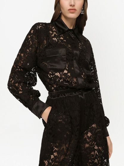 D&amp;G lace-trim long-sleeve jumpsuit