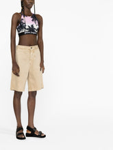 Palm Angels Cropped Palm Motif Sleeveless Top Purple