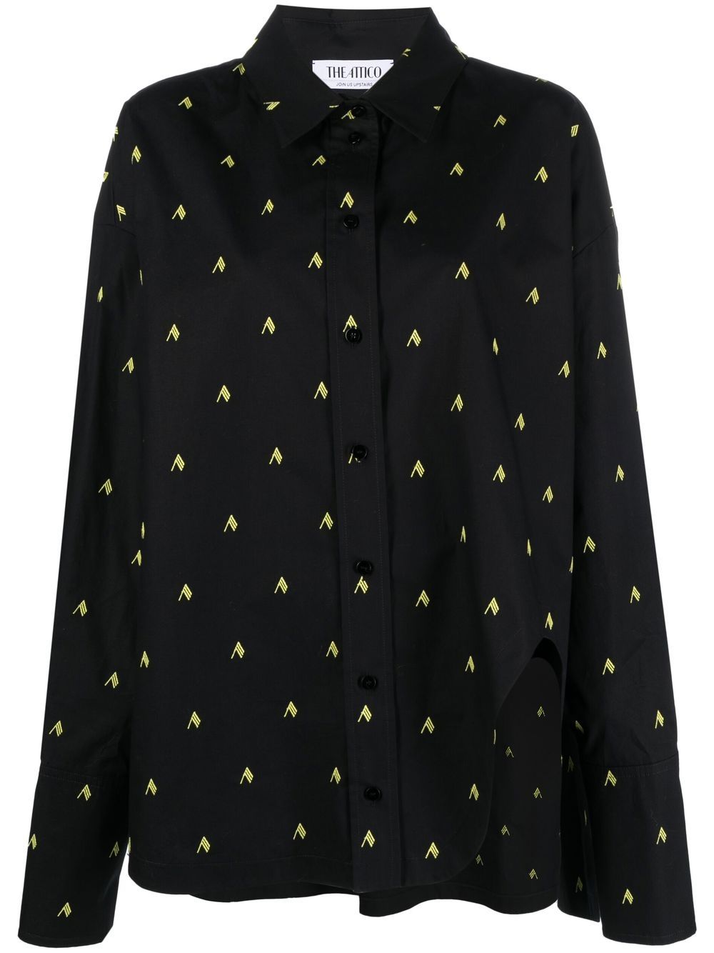 The Attico Diana Oversized Logo-Print Shirt Black