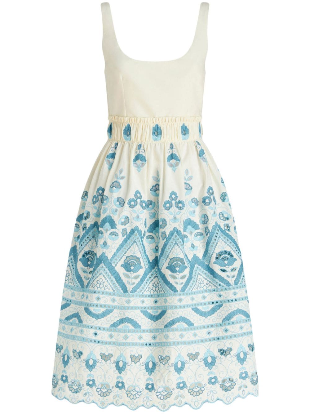 Etro Broderie Anglaise Cotton Cut-Out Midi Dress White
