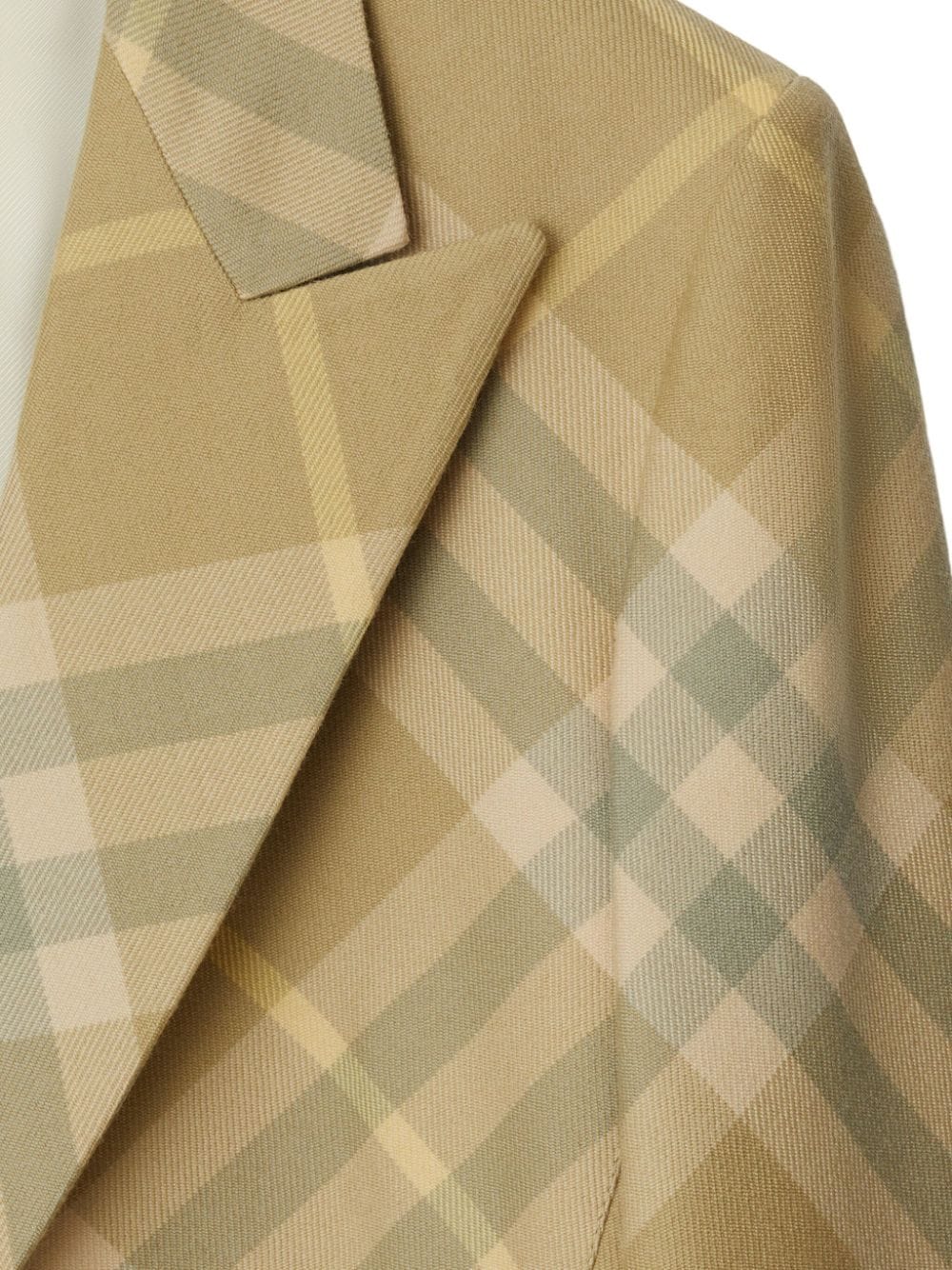 Burberry Checked Tailored Wool Single-Breasted Blazer Beige