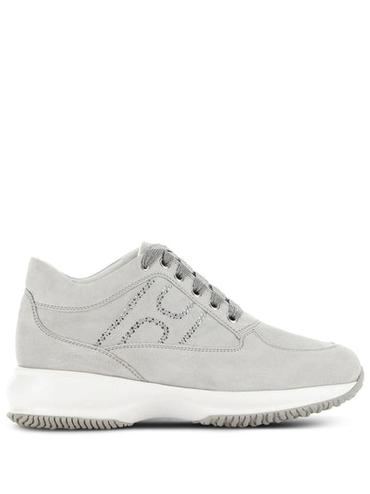 Hogan Pre Interactive Crystal-Embellished Calf Leather Sneakers White White