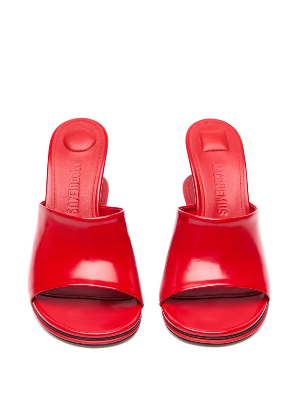 JACQUEMUS Les Doubles Leather Mules Red