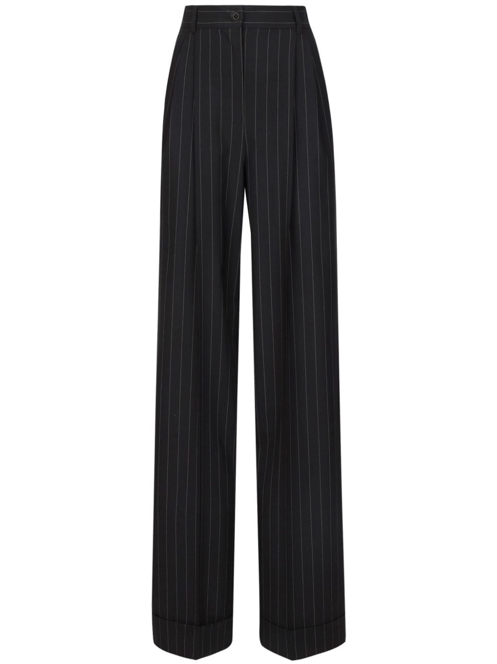 Flared pinstripe wool pants