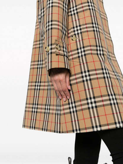 Burberry Checked Cotton Plaid  trench coat Beige