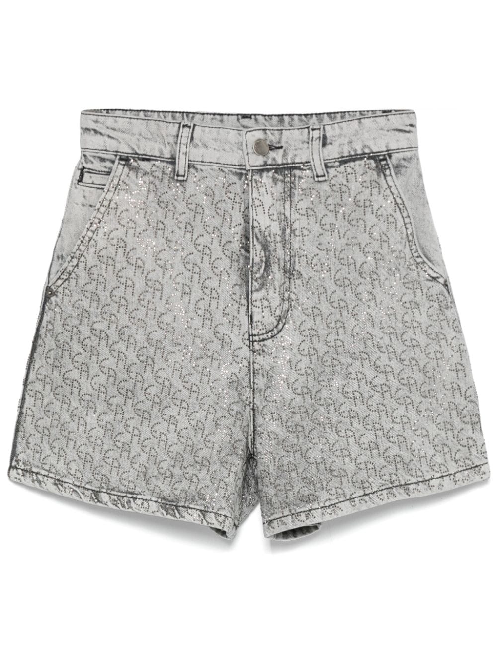 Embellished Monogram Denim Shorts