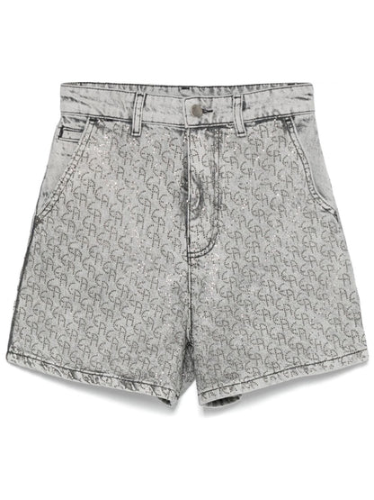 Embellished Monogram Denim Shorts