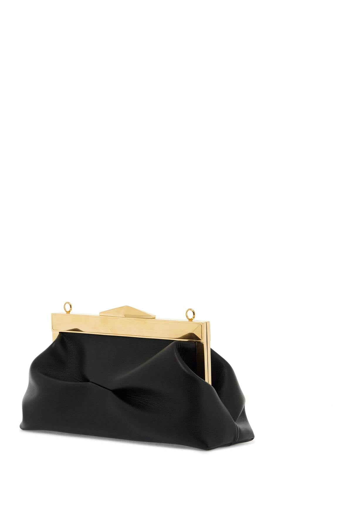 Leather diamond frame clutch