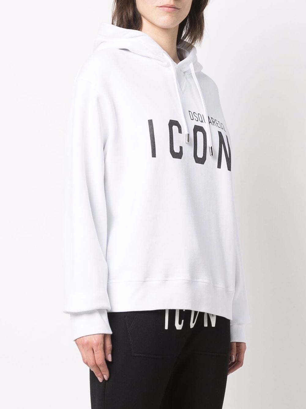 White cotton Icon-print hoodie