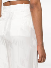 The Attico Satin Jacquard Logo Straight-Leg Trousers White