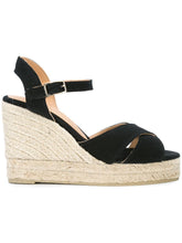 Castaner Blaudell Cotton Wedge Espadrille Sandals Black