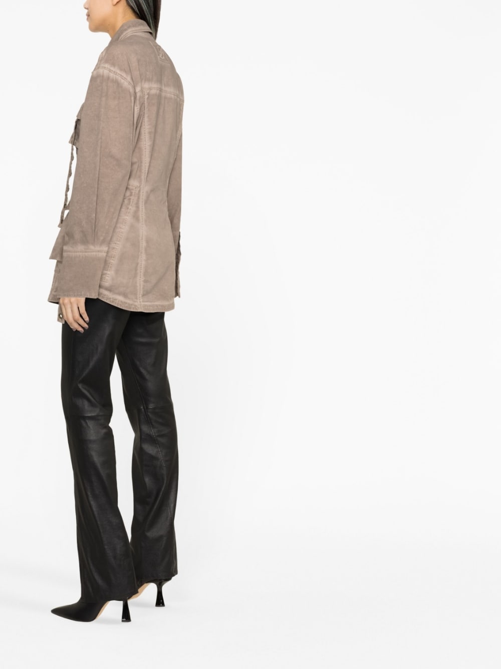 Blumarine Eyelet-Detailed Denim Jacket Brown