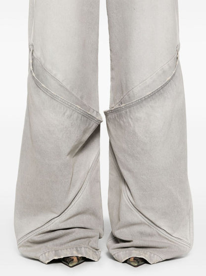 The Attico Wide-Leg Distressed High-Rise Jeans Grey