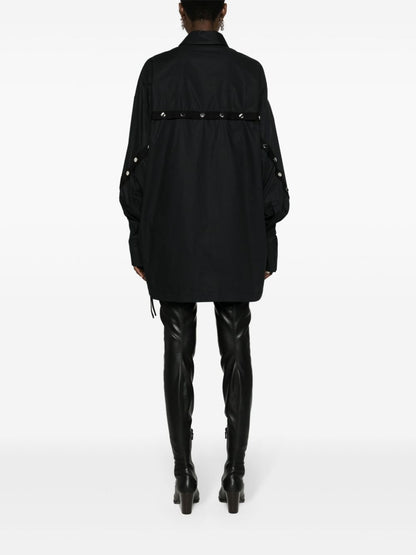 The Attico Oversized Studded Cotton Shirt with Embroidered Logo Black Black