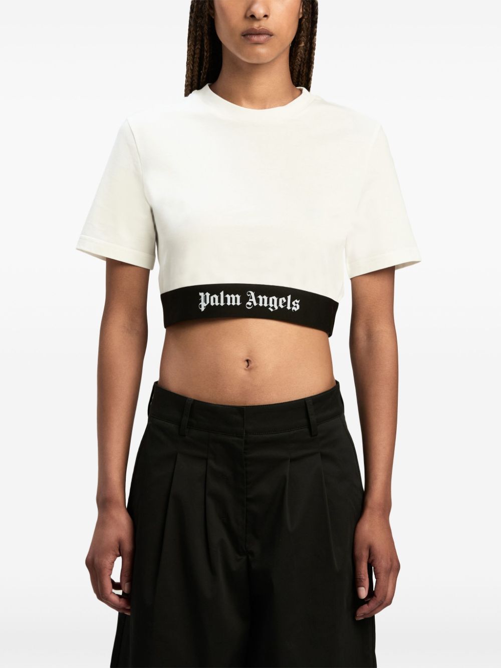 logo-underband cotton crop top