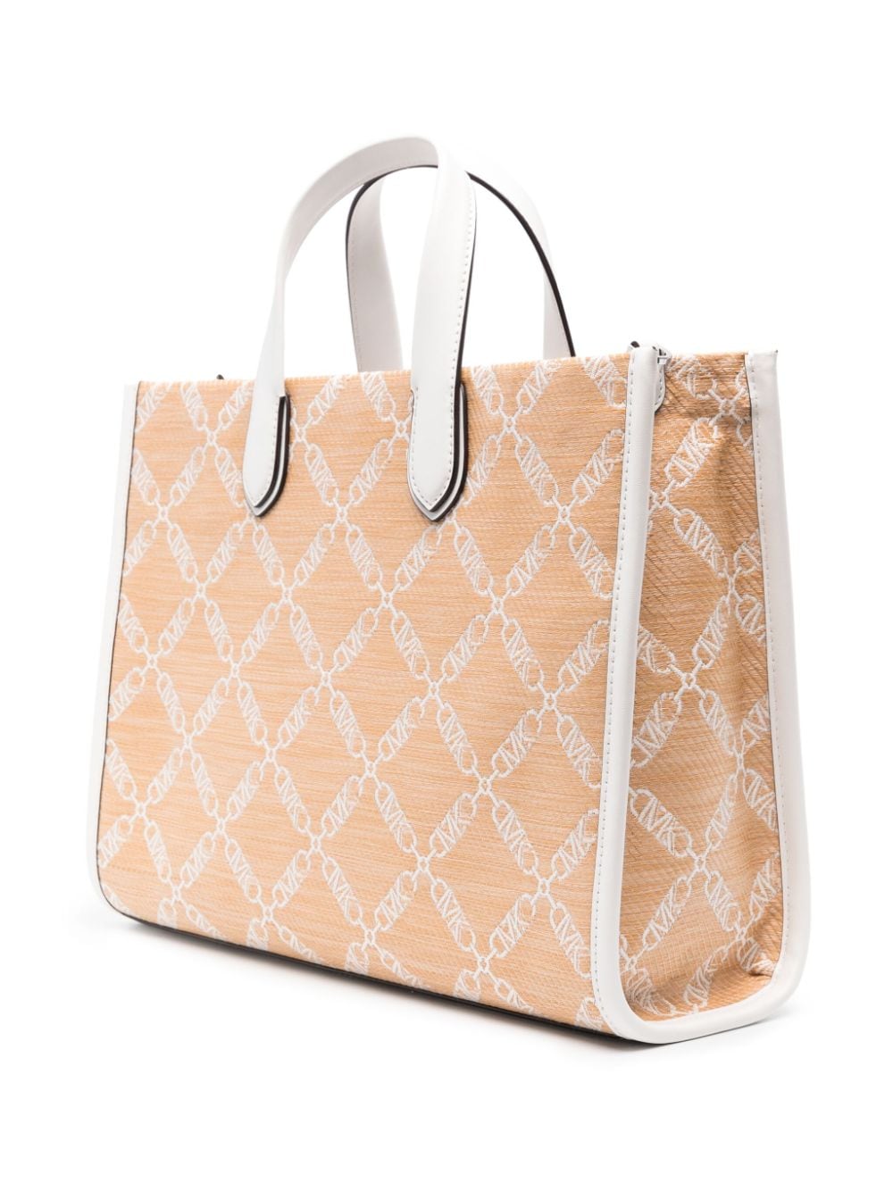 MMK Large Gigi Monogram Jacquard Tote Bag Beige