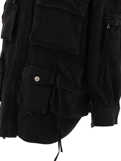 The Attico Cotton Cargo Jacket with Classic Collar Black