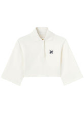 Palm Angels Cropped Logo-Print Polo Shirt White