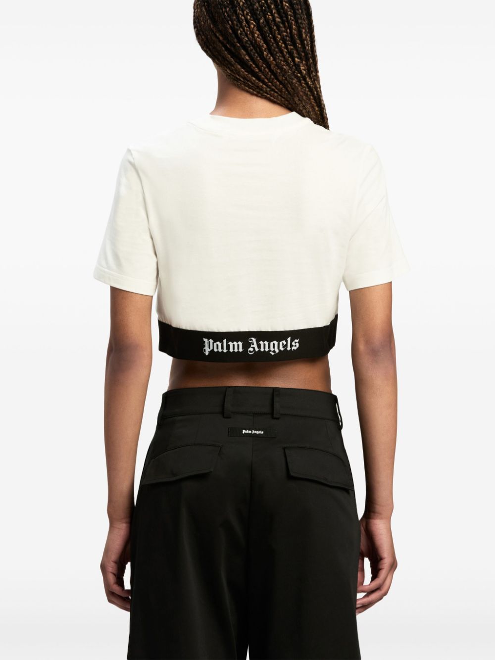 logo-underband cotton crop top