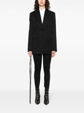 Off White Virgin Wool Embroidered Cuff Blazer Black