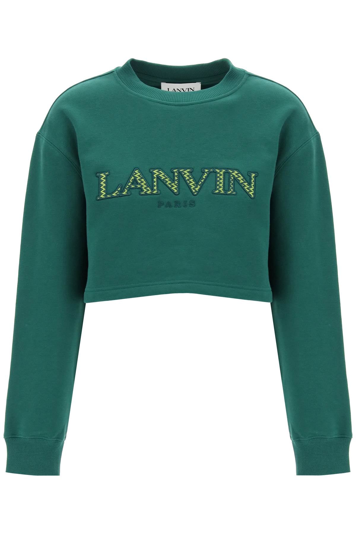 cropped sweatshirt with embroidered logo patch