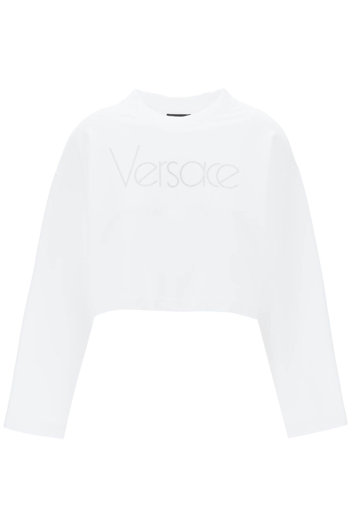 Cropped sweatshirt with rhinestone