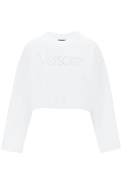 Cropped sweatshirt with rhinestone