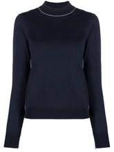 Maison Margiela Long-Sleeved Frayed Wool Jumper Blue Blue