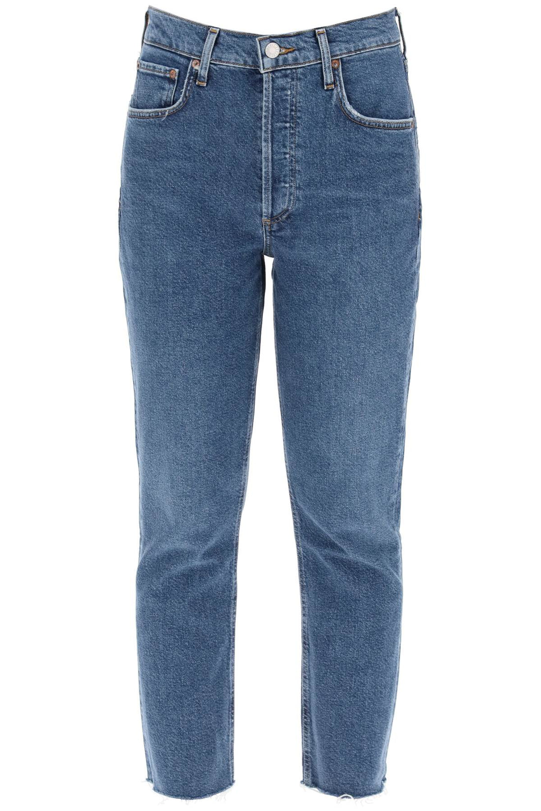 high-waisted straight cropped jeans