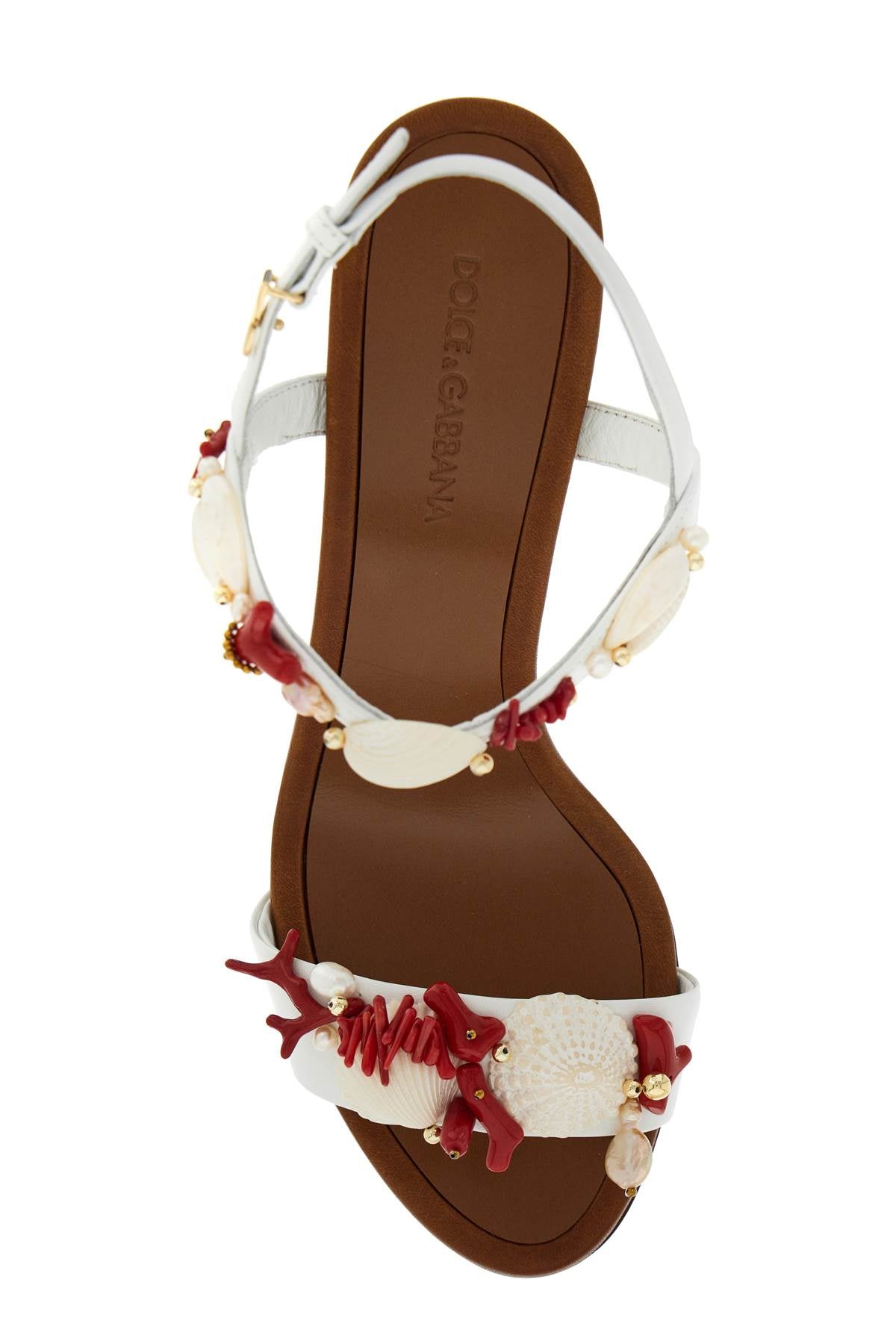 D&amp;G nappa sandals with coral embellishments