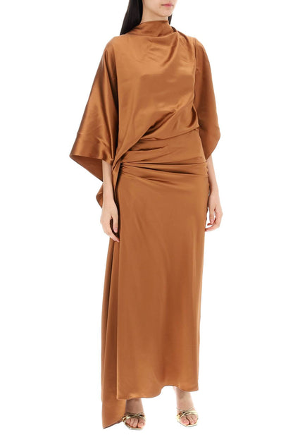 Cusco draped silk satin maxi dress