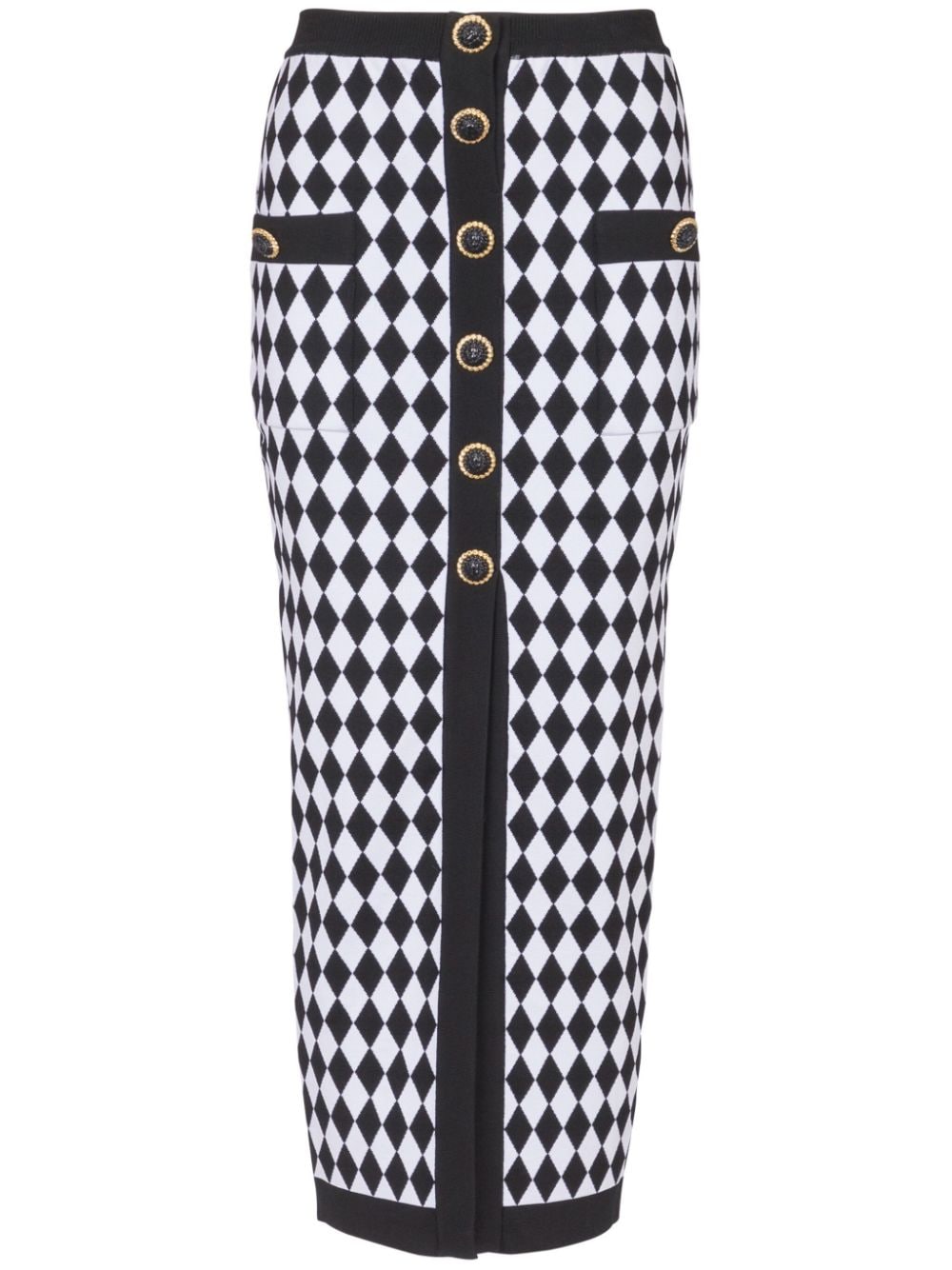 Balmain Diamond-Jacquard Knitted Midi Skirt Black black