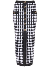 Balmain Diamond-Jacquard Knitted Midi Skirt Black black